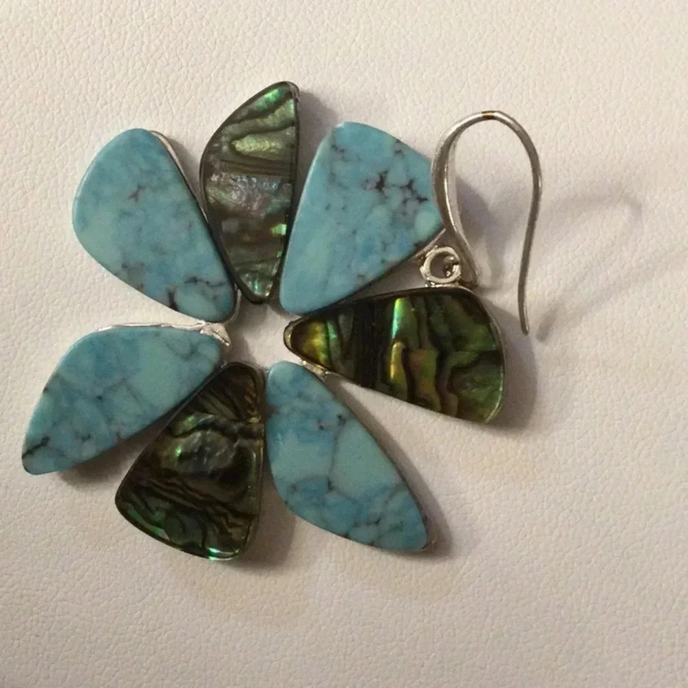 Turquoise Stone Statement Earrings - Picture 2 of 3